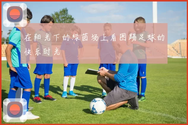 在阳光下的绿茵场上看图踢足球的快乐时光
